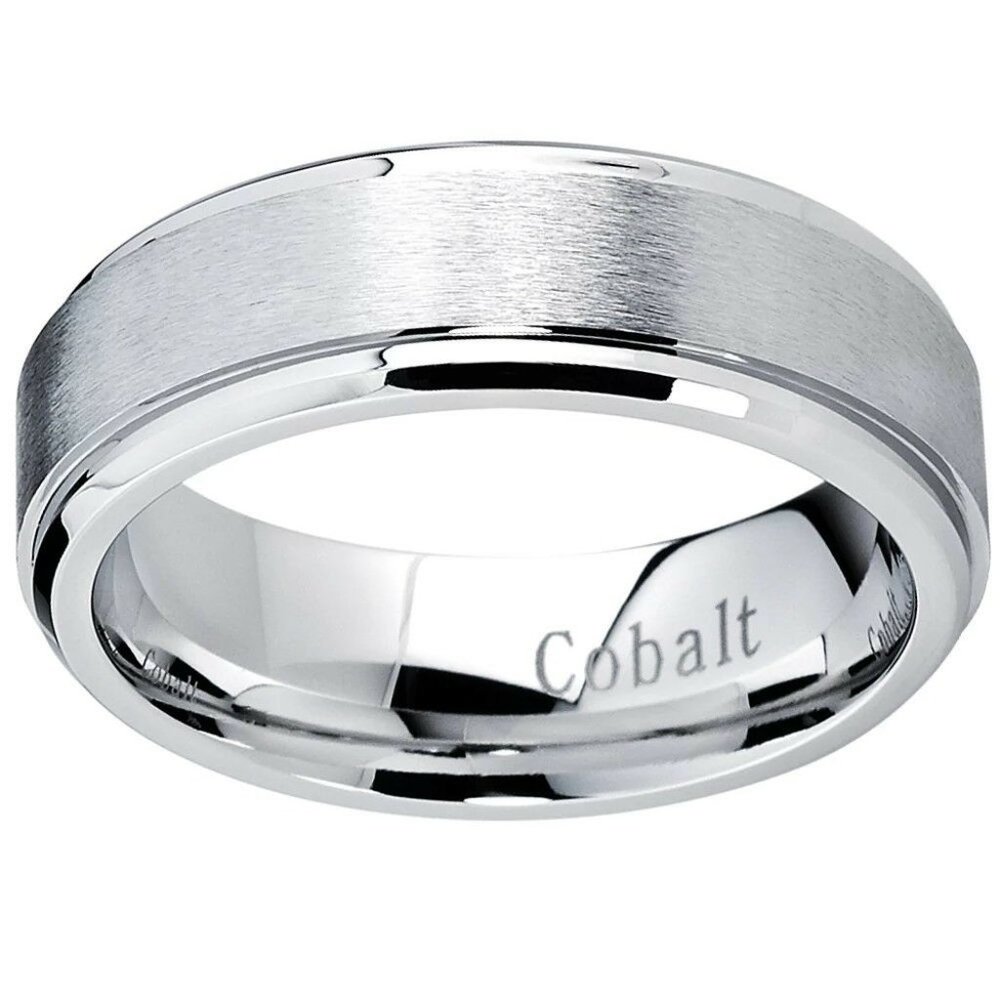 NIB Oliveti Brushed Cobalt Men's Beveled Edge Comfort Fit Band (7 mm) Size 12